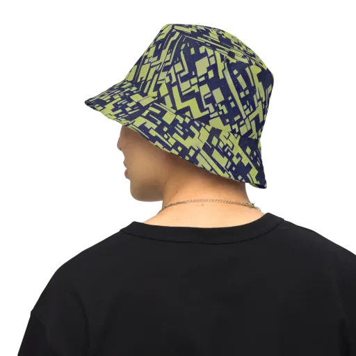Lime Noir Maze on a Reversible Bucket Hat