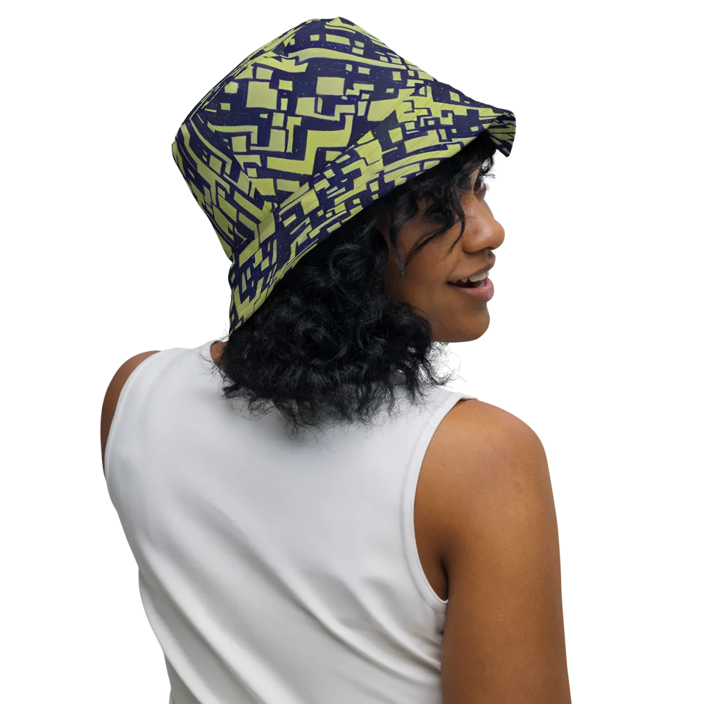 Lime Noir Maze on Reversible Bucket Hat — Right Outside