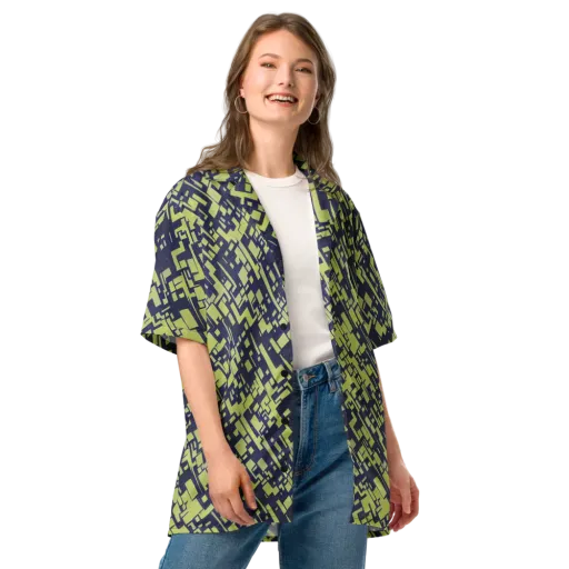 Lime Noir Maze on a Button Shirt