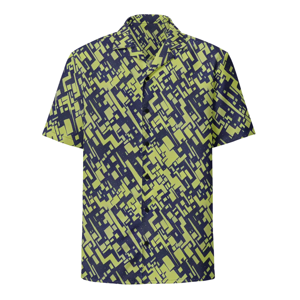 Lime Noir Maze on Button Shirt — Front