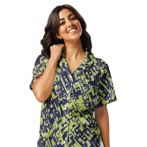 Lime Noir Maze on a Women's Short Sleeve Pajama Top