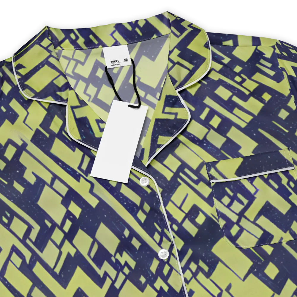 Lime Noir Maze on Women's Short Sleeve Pajama Top — Product details