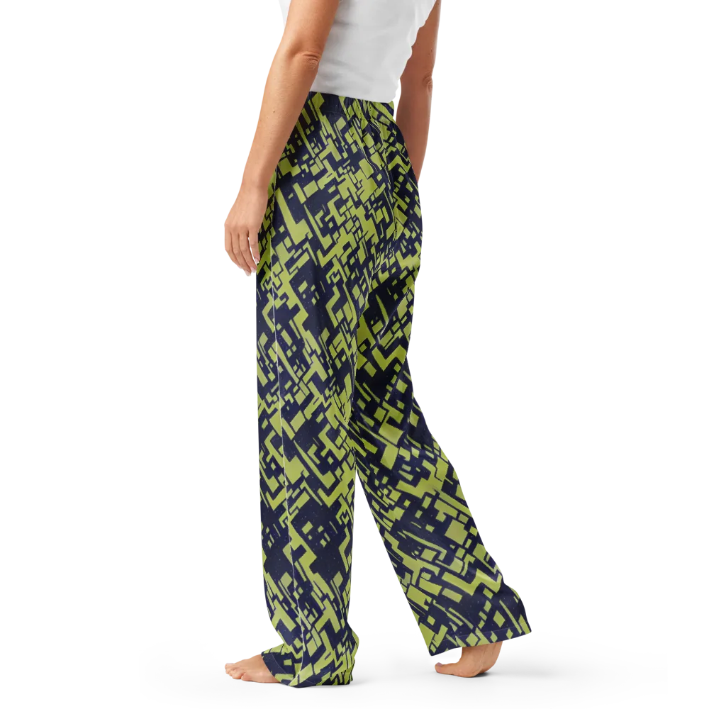 Lime Noir Maze on Women's Pajama Pants — Left