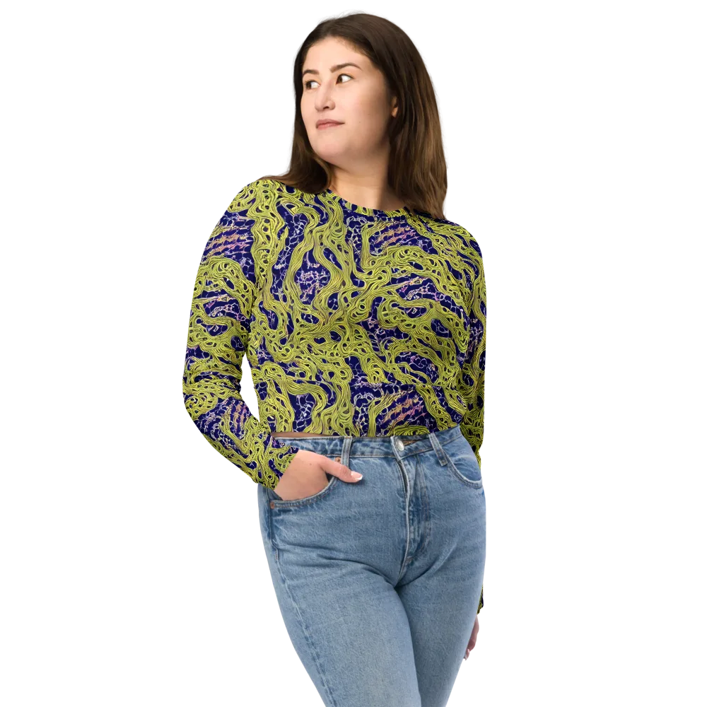 Midnight Marrow on Long Sleeve Crop Top — Front