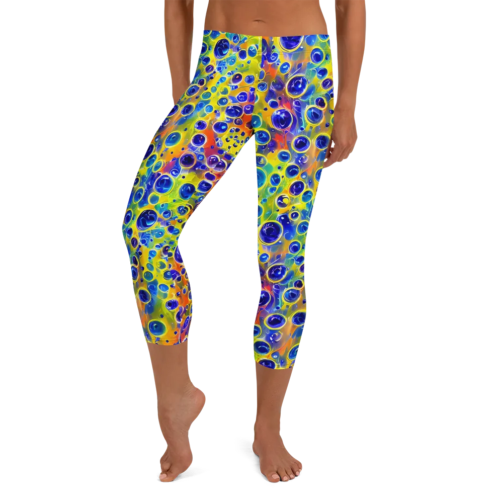 Electric Bubbles on Capri Leggings — Front