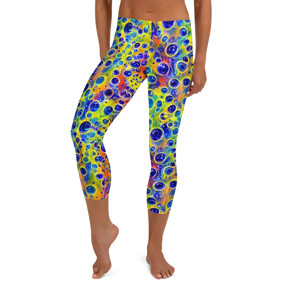 Electric Bubbles on Capri Leggings — Front
