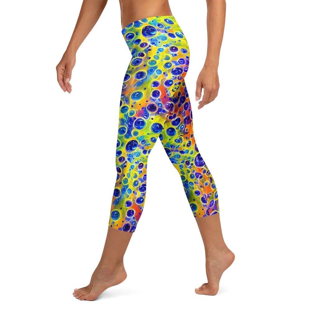 Electric Bubbles on Capri Leggings — Left