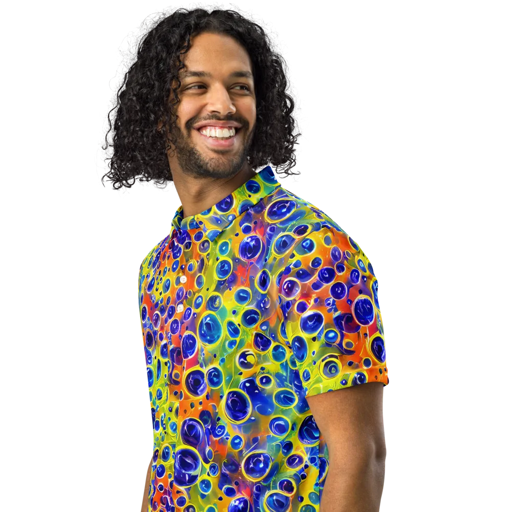Electric Bubbles on Men's Slim Fit Polo Shirt — Left Front