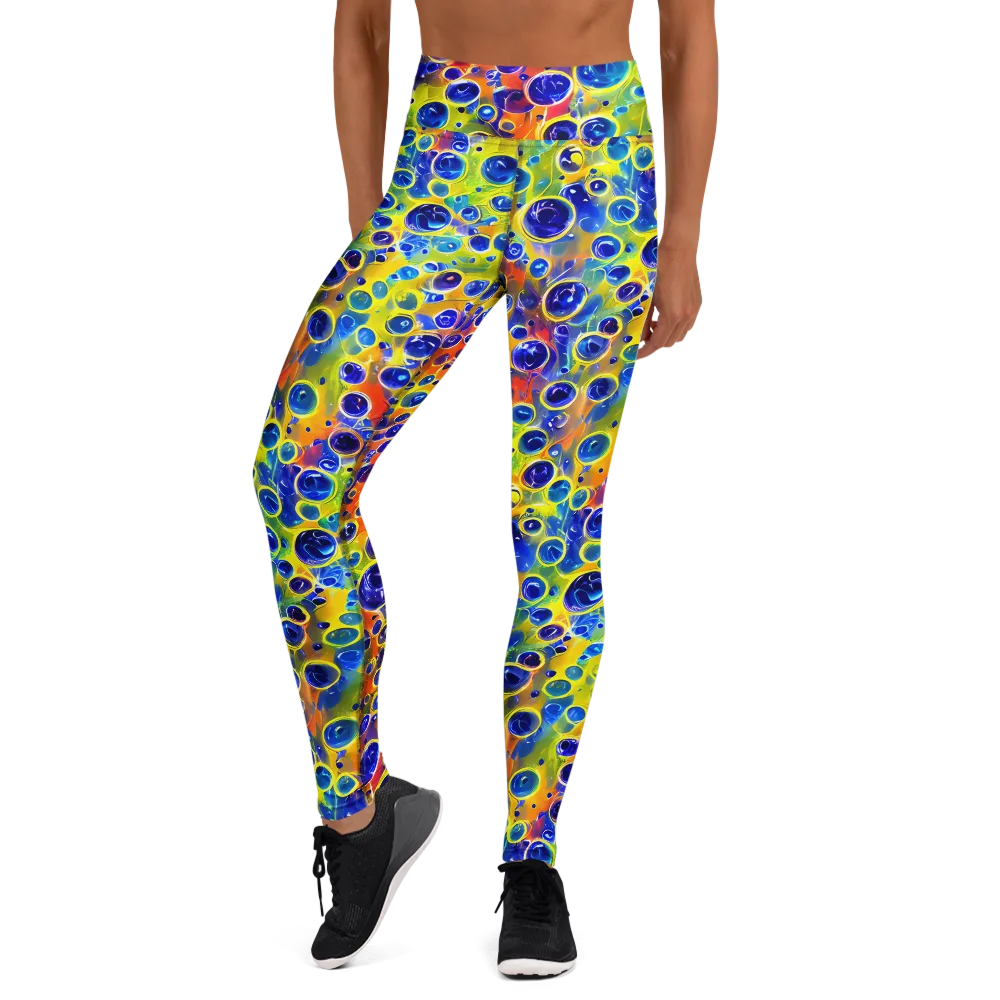 Electric Bubbles on Yoga Leggings — Front