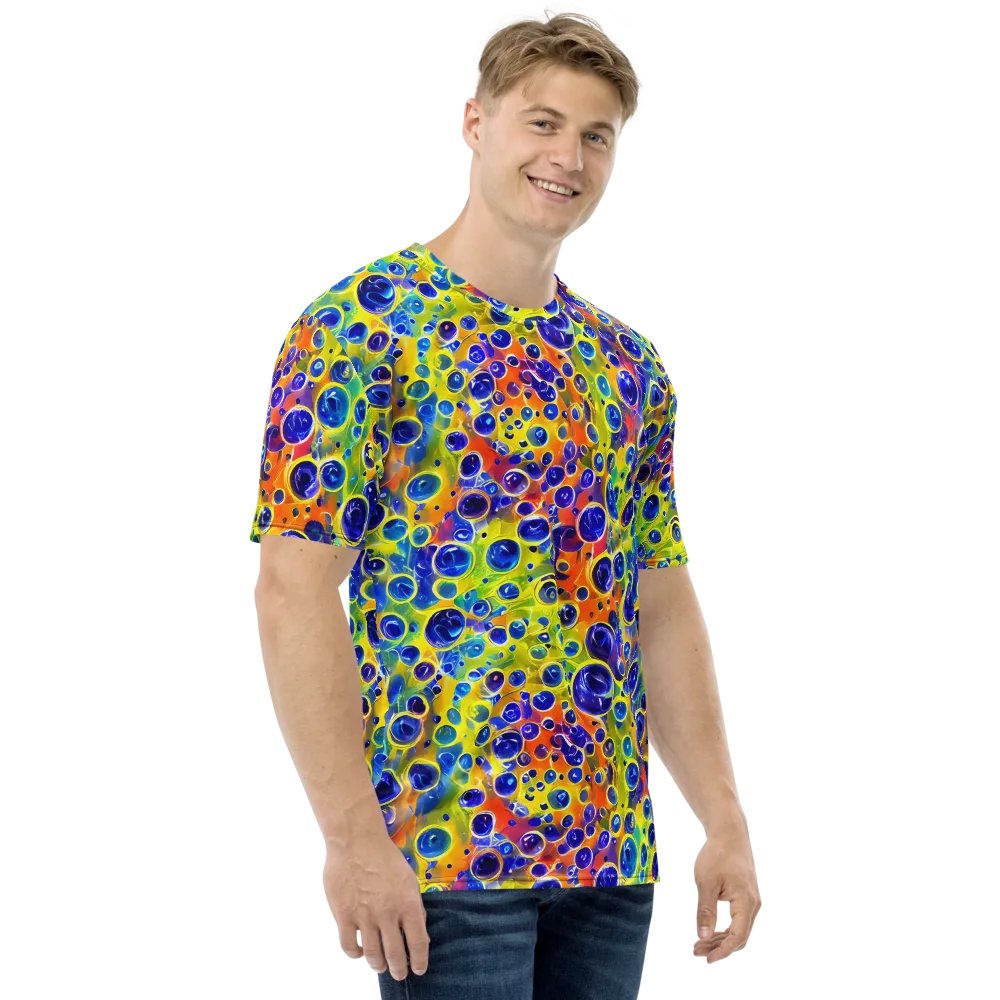 Electric Bubbles on Men's Crew Neck T-Shirt — Right