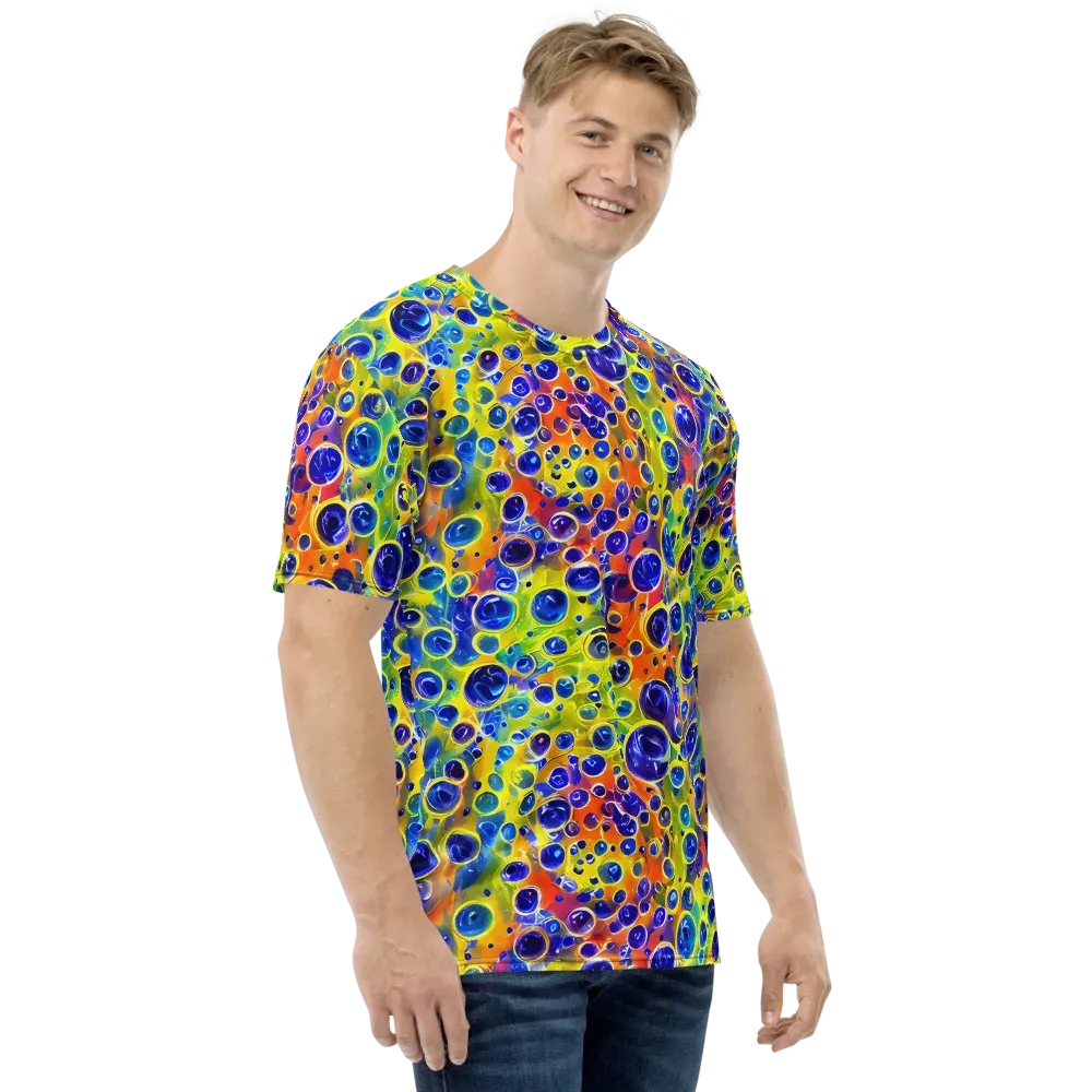 Electric Bubbles on Men's Crew Neck T-Shirt — Right