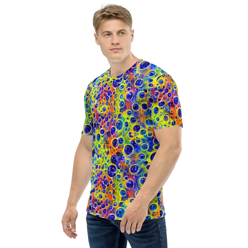 Electric Bubbles on Men's Crew Neck T-Shirt — Left