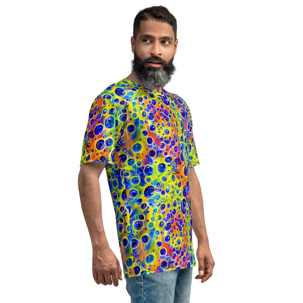 Electric Bubbles on Men's Crew Neck T-Shirt — Right