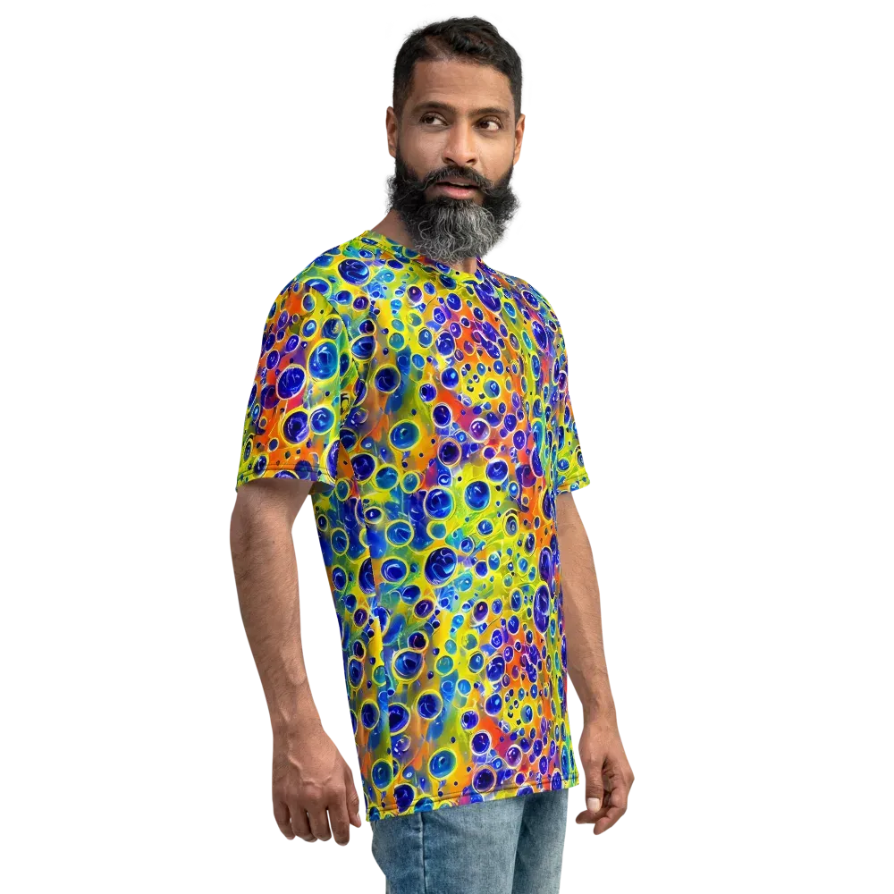 Electric Bubbles on Men's Crew Neck T-Shirt — Right