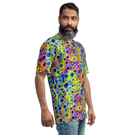 Electric Bubbles on a Men's Crew Neck T-Shirt