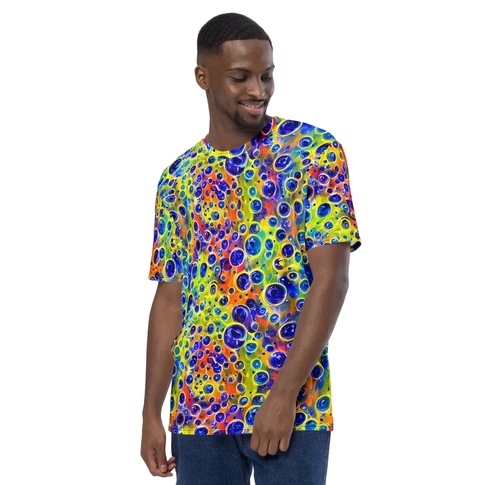 Electric Bubbles on Men's Crew Neck T-Shirt — Left