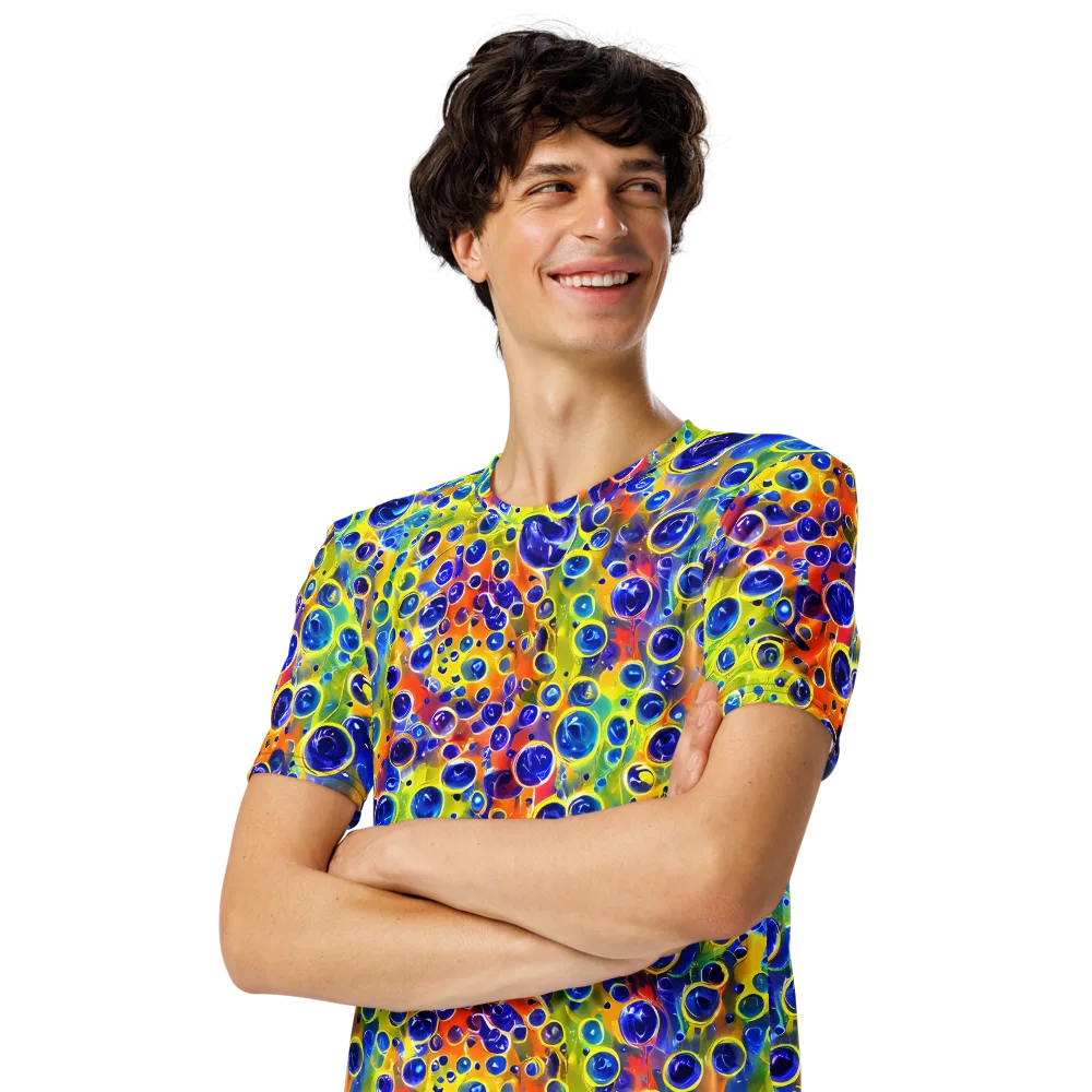 Electric Bubbles on Men's Crew Neck T-Shirt — Left Front