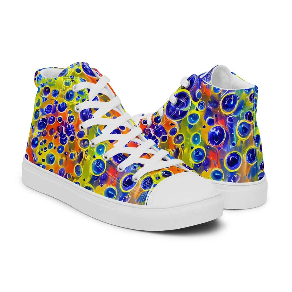 Electric Bubbles on Men's High Top Canvas Shoes — Right