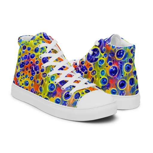Electric Bubbles on a Men's High Top Canvas Shoes