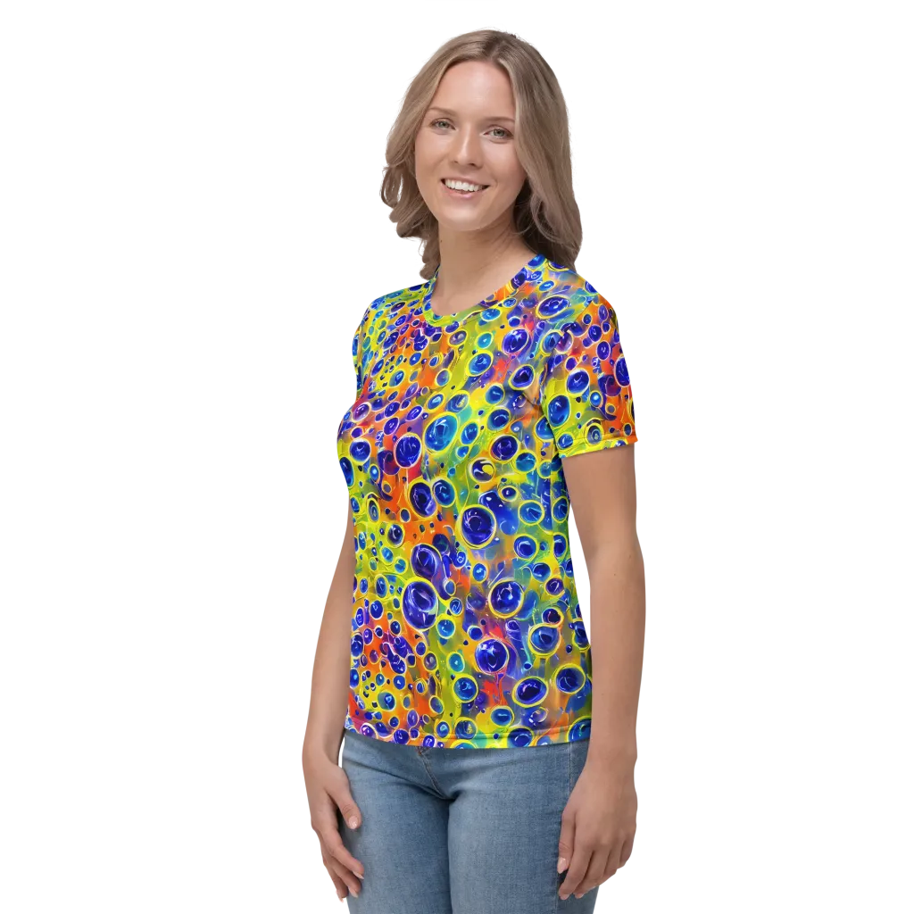 Electric Bubbles on Women's Crew Neck T-Shirt — Left