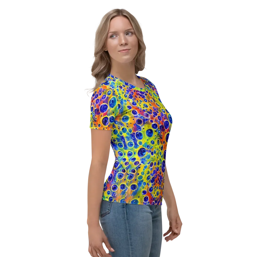 Electric Bubbles on Women's Crew Neck T-Shirt — Right