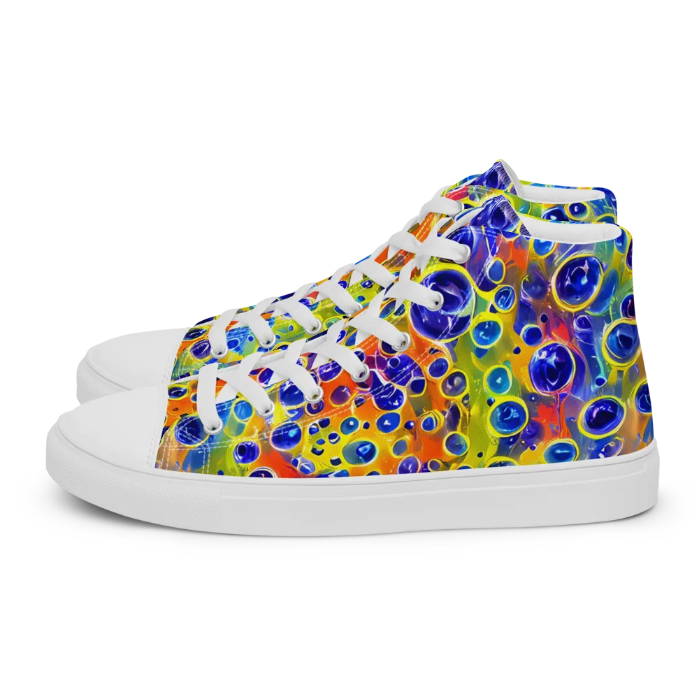 Electric Bubbles on Women's High Top Canvas Shoes — Left