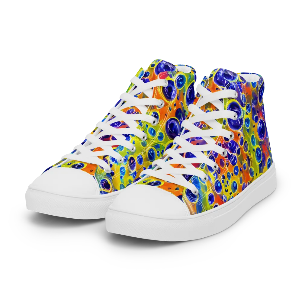 Electric Bubbles on Women's High Top Canvas Shoes — Left Front