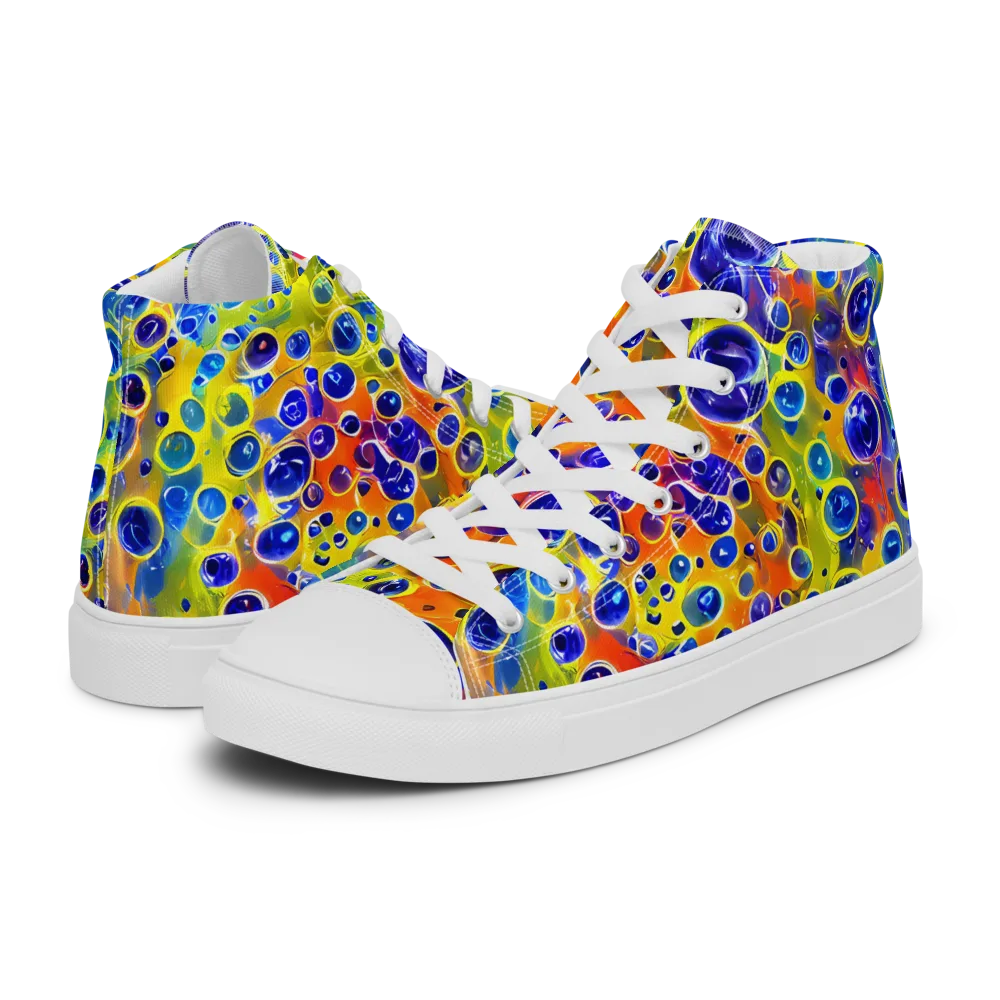 Electric Bubbles on Women's High Top Canvas Shoes — Left