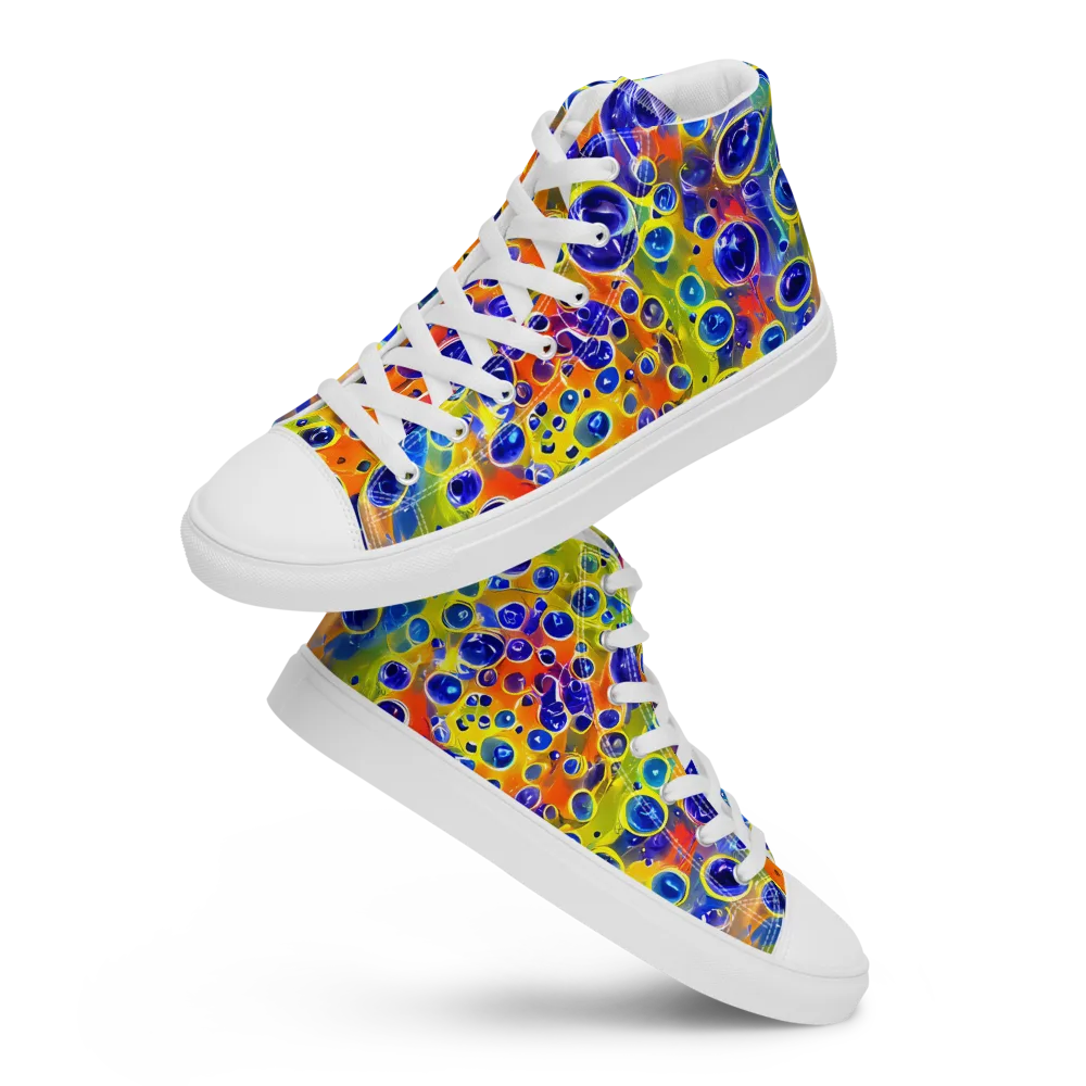 Electric Bubbles on Women's High Top Canvas Shoes — Front