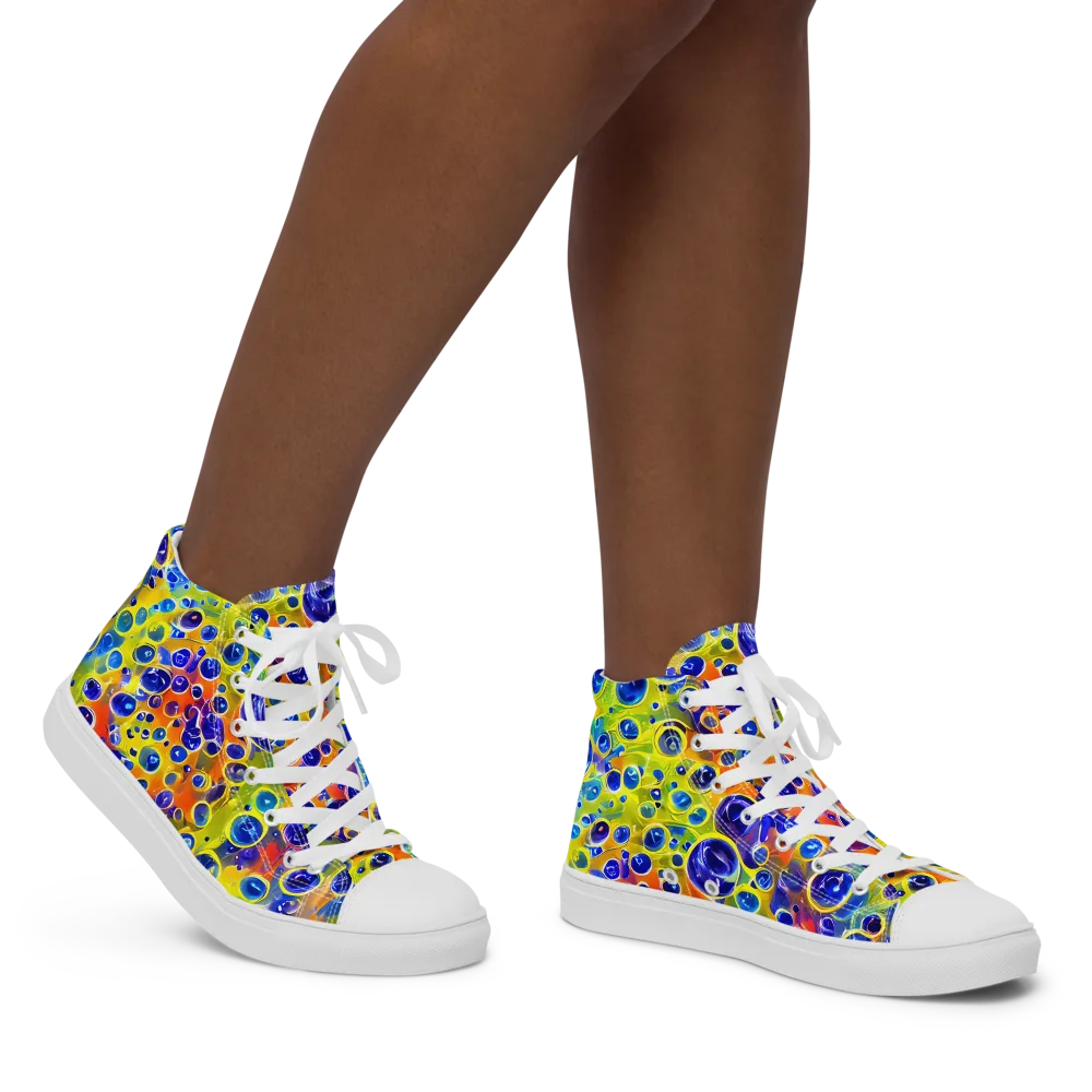 Electric Bubbles on Women's High Top Canvas Shoes — Right