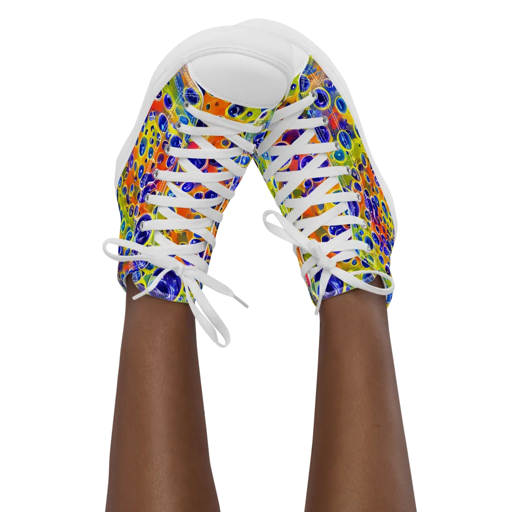 Electric Bubbles on Women's High Top Canvas Shoes — Front