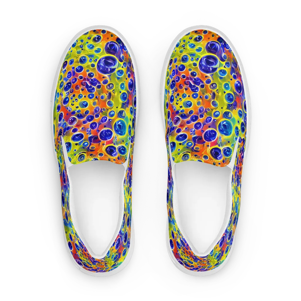 Electric Bubbles on Men's Slip-On Canvas Shoes — Front