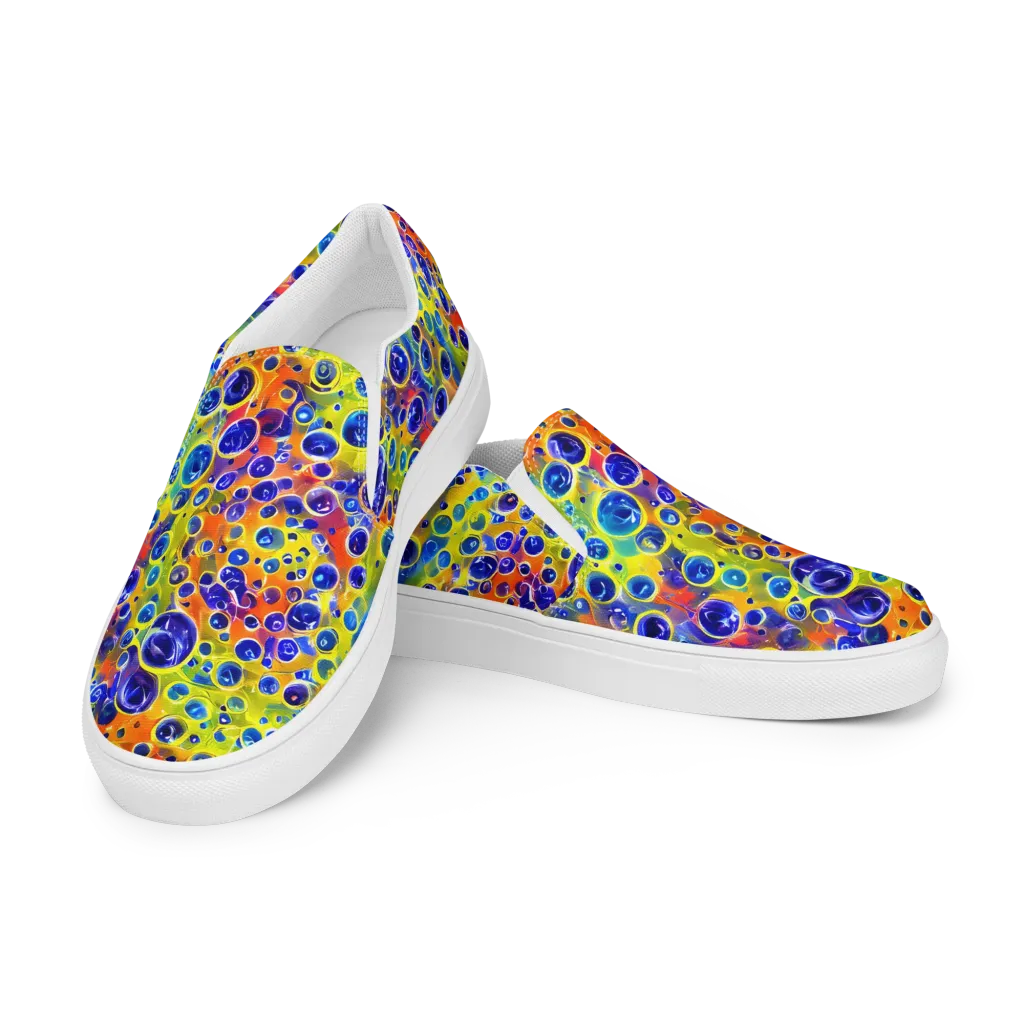 Electric Bubbles on Men's Slip-On Canvas Shoes — Left Front
