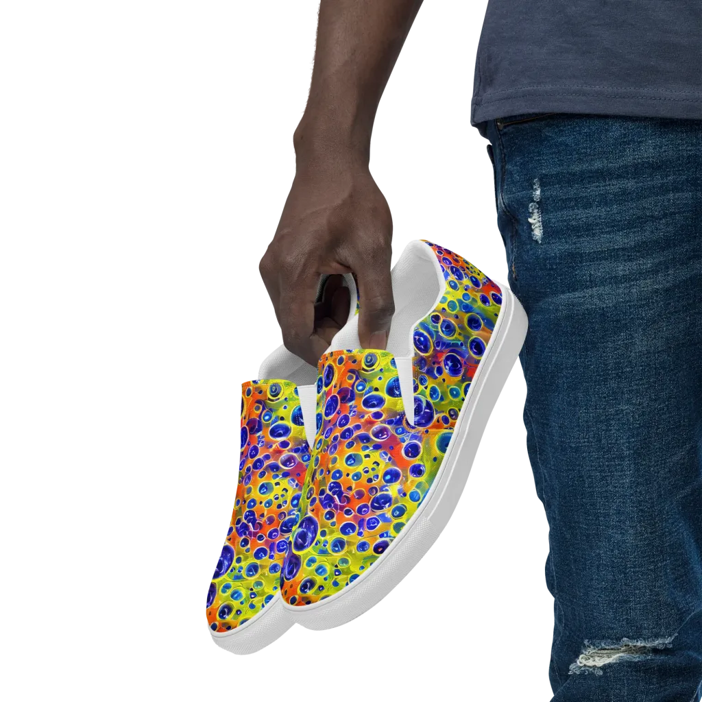 Electric Bubbles on Men's Slip-On Canvas Shoes — Left Front