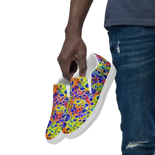 Electric Bubbles on a Men's Slip-On Canvas Shoes