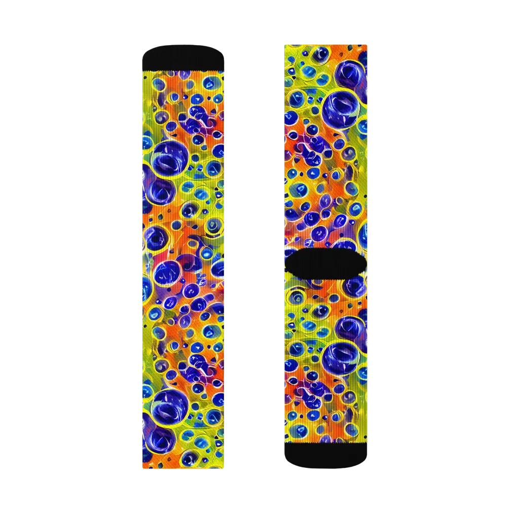 Electric Bubbles on Socks — Right Sock