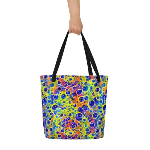 Electric Bubbles on a Large Tote Bag W/ Pocket