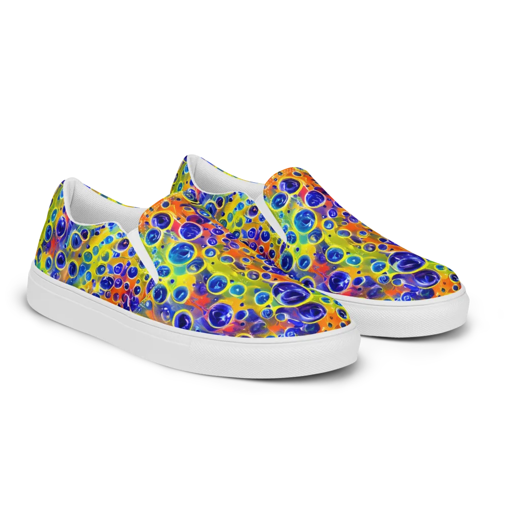 Electric Bubbles on Women's Slip-On Canvas Shoes — Right Front