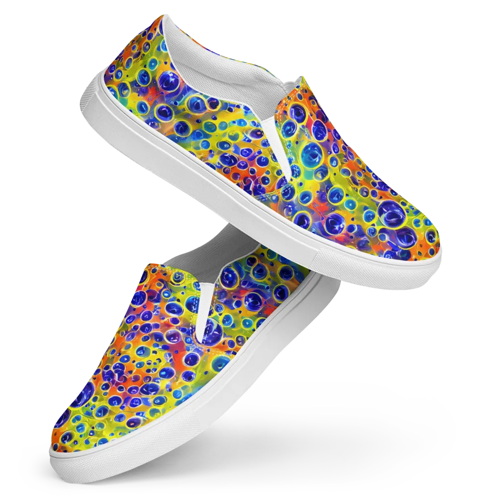 Electric Bubbles on Women's Slip-On Canvas Shoes — Front