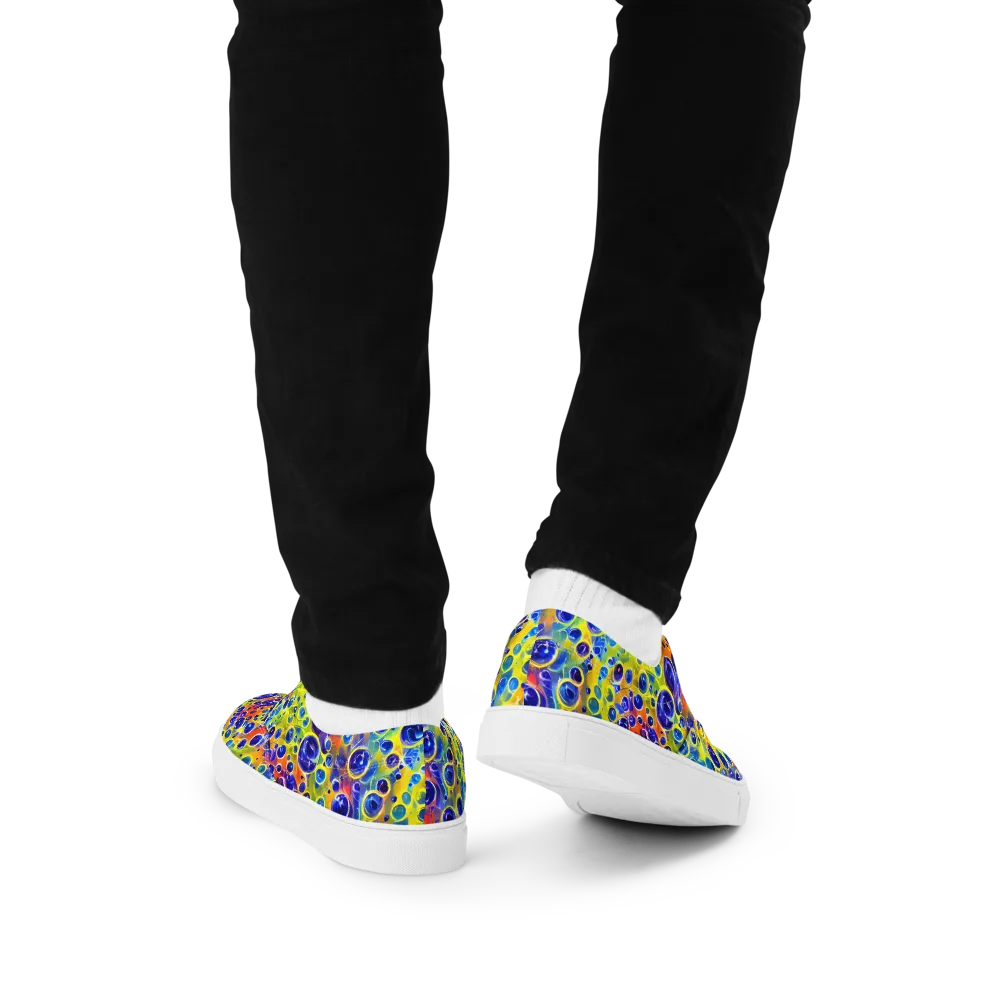 Electric Bubbles on Men's Lace-Up Canvas Shoes — Back