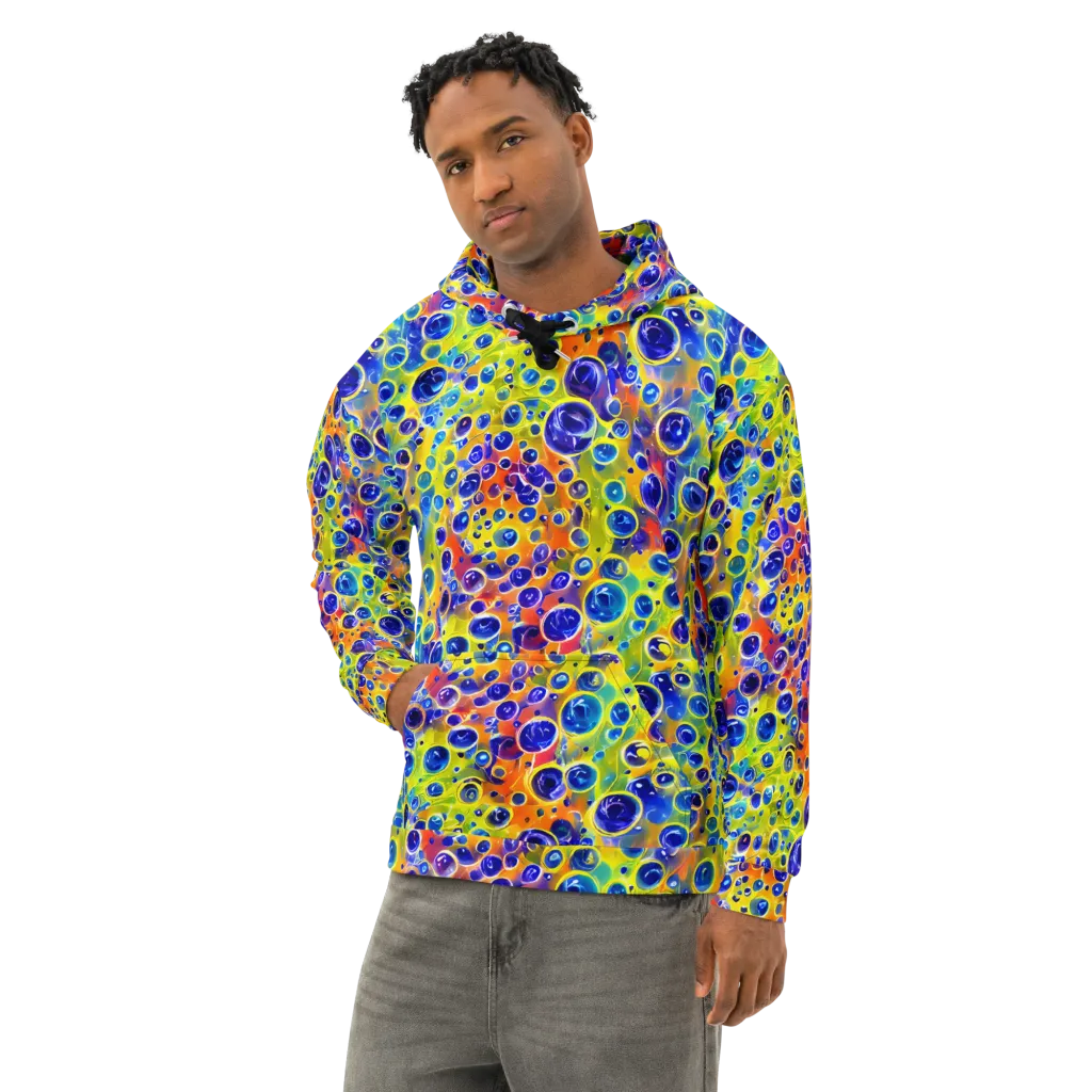 Electric Bubbles on Cotton Hoodie — Left Front