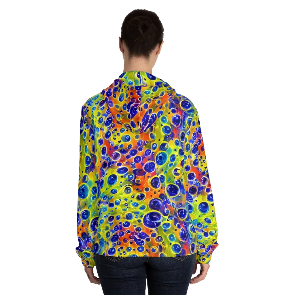 Electric Bubbles on Women's Full-Zip Hoodie — Back On Person