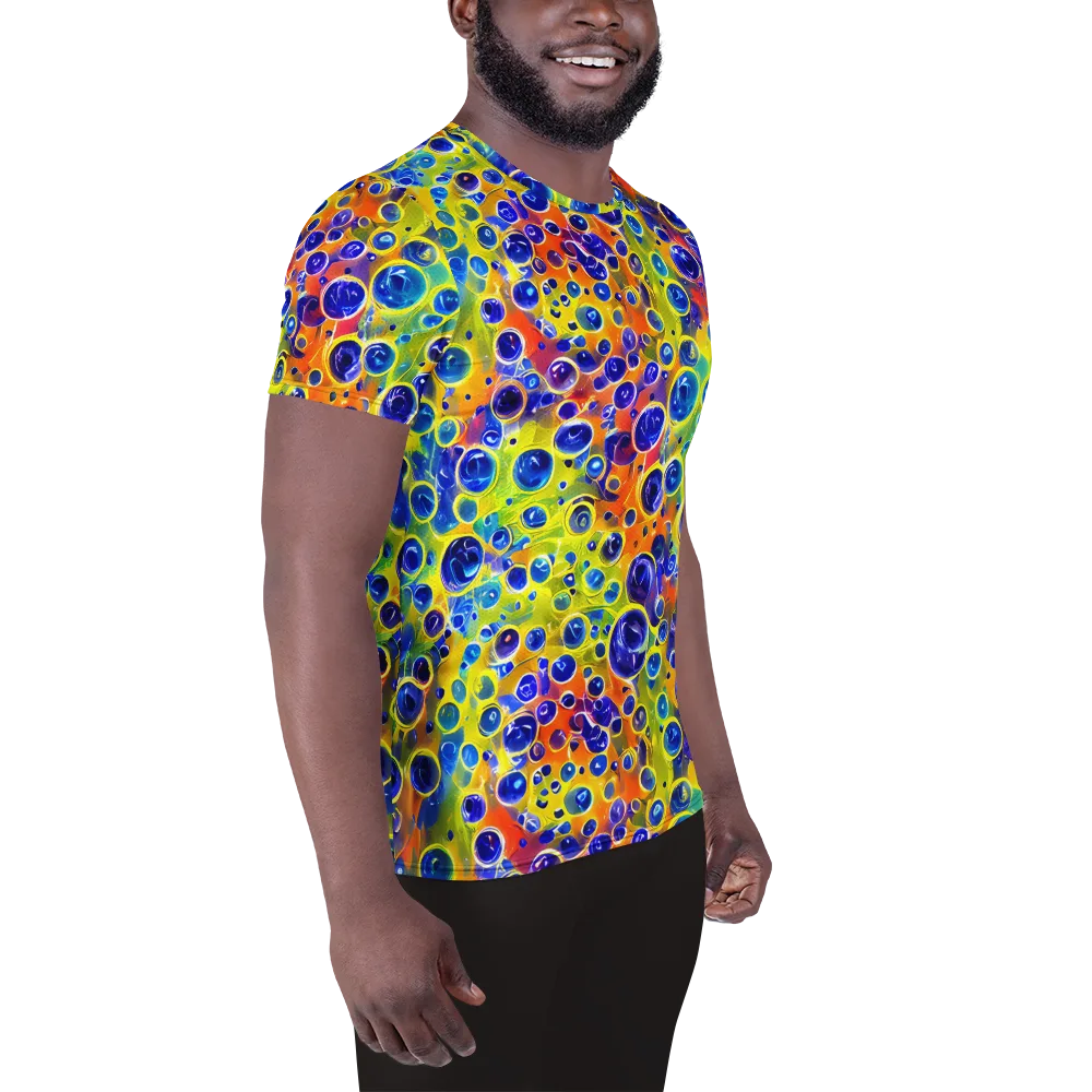 Electric Bubbles on Men's Athletic T-Shirt — Right