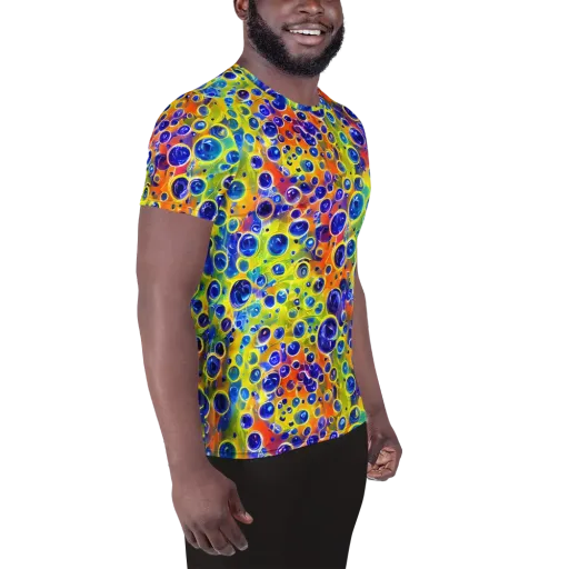 Electric Bubbles on a Men's Athletic T-Shirt
