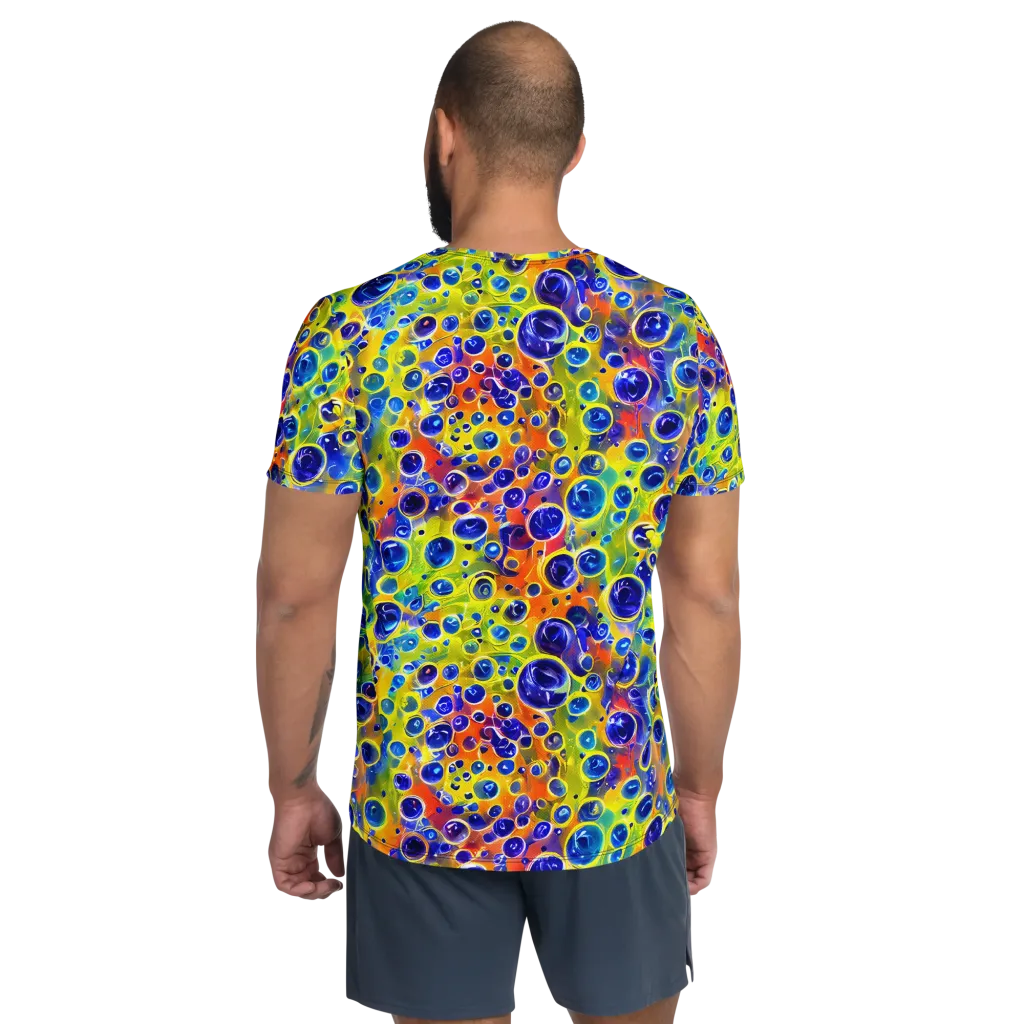 Electric Bubbles on Men's Athletic T-Shirt — Back