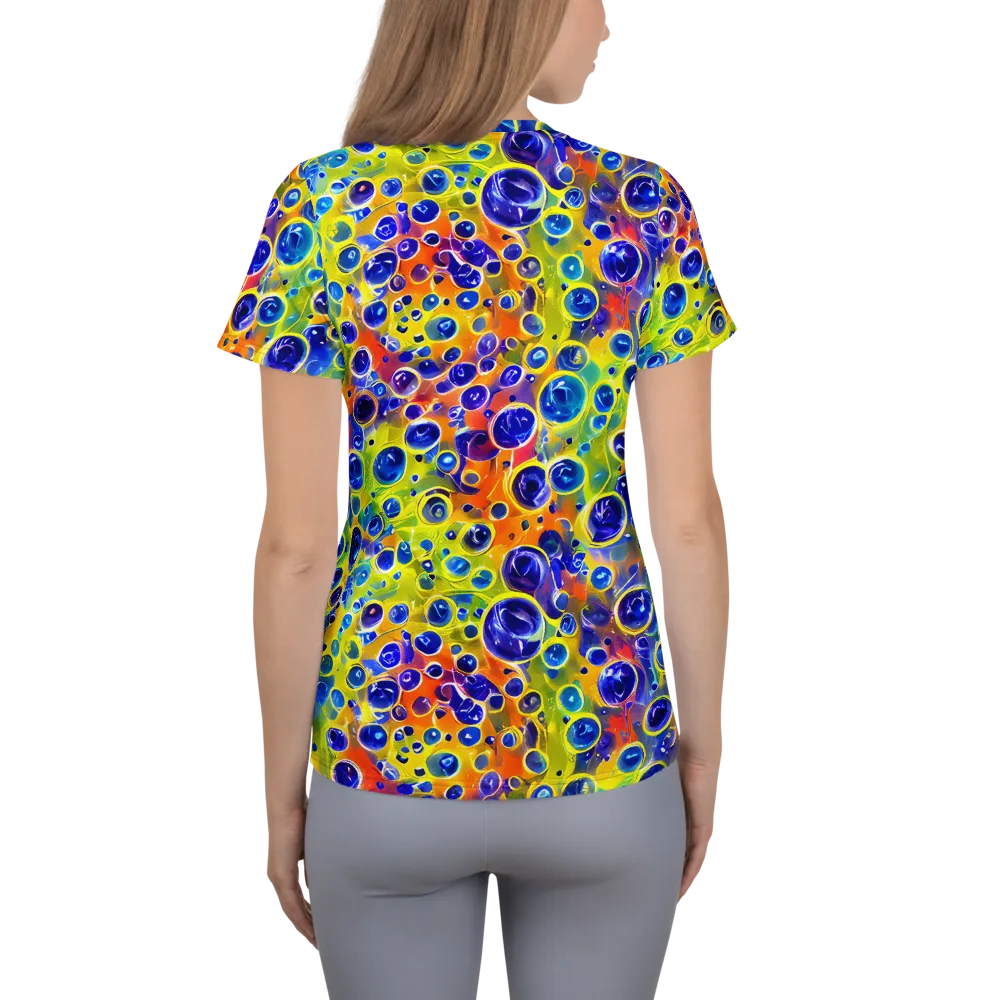 Electric Bubbles on Women's Athletic T-Shirt — Back