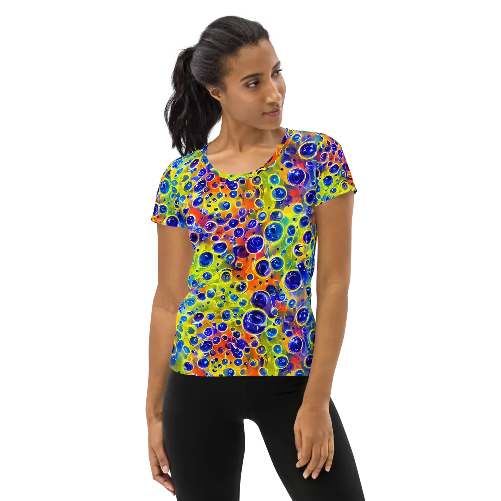 Electric Bubbles on Women's Athletic T-Shirt — Front