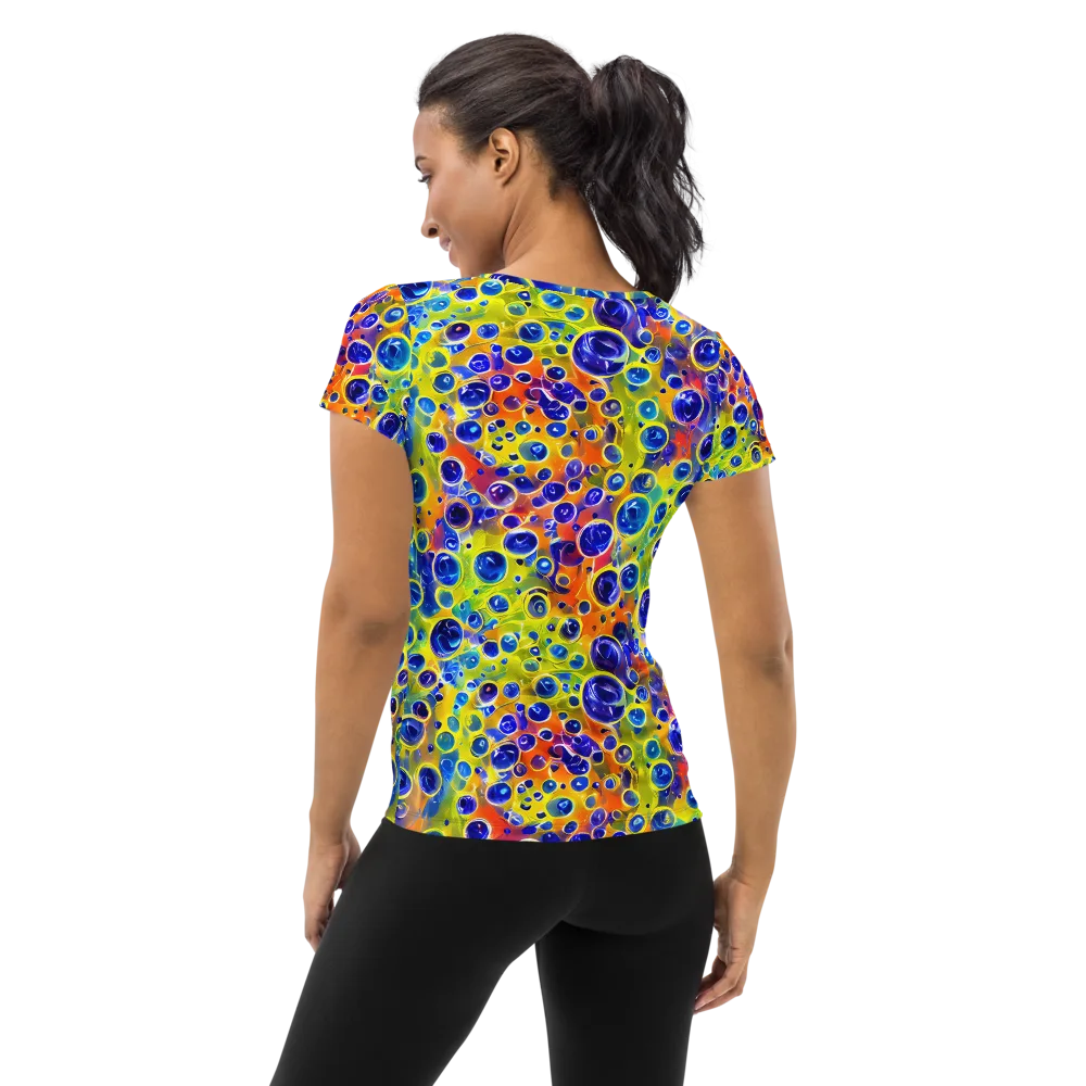 Electric Bubbles on Women's Athletic T-Shirt — Back