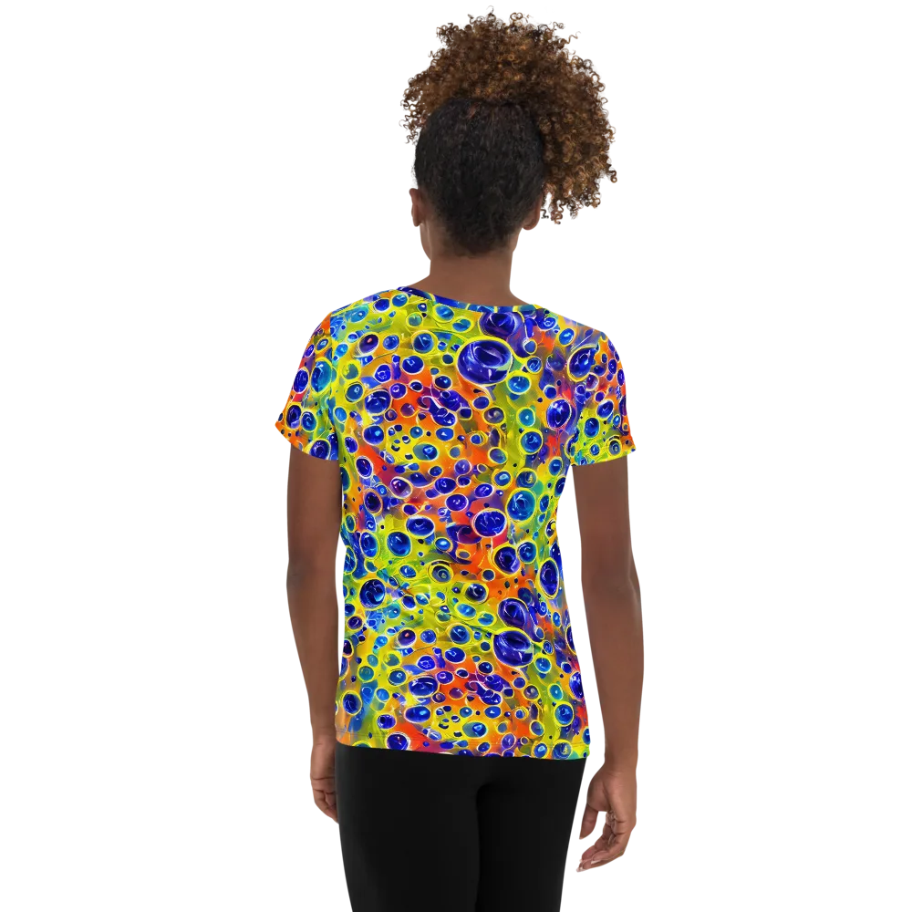 Electric Bubbles on Women's Athletic T-Shirt — Back