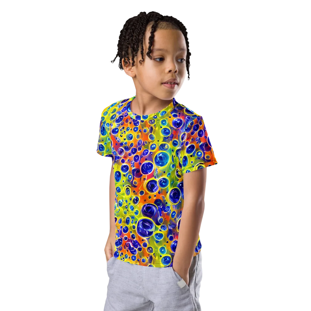 Electric Bubbles on Kids Crew Neck T-Shirt — Left Front